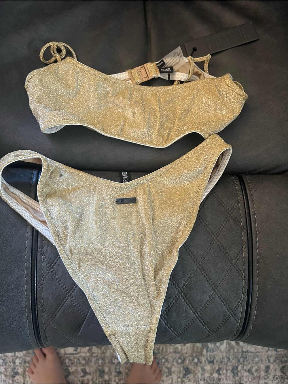 triangl swimwear Metallic Gold Bikini Set